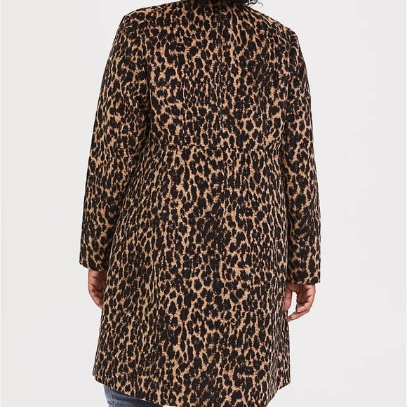 Torrid 5X Coat Car Jacket Leopard Winter Warm Wool Blend Midi Long Plus NWT - Picture 4 of 6